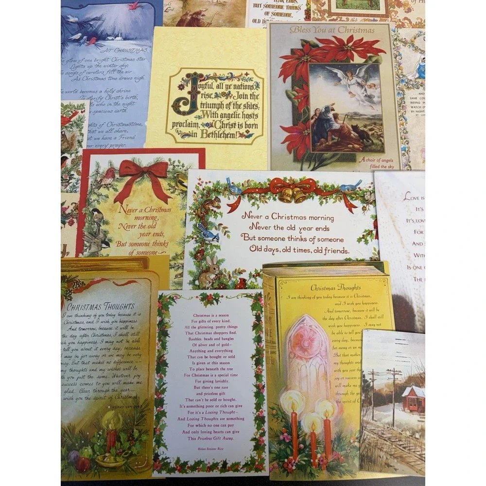 Vintage Christmas Cards Fronts ONLY Bible  Verses More Scrapbooking Crafts 50+